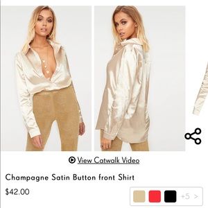 NWT Champagne Satin Button Front Top